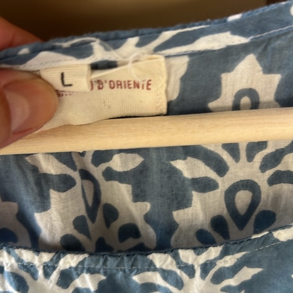 Giardino D”oriente Blue White Cotton Summer Midi Dress Geometric Large - Picture 5 of 8